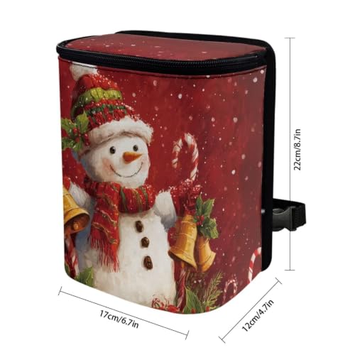 Image of Christmas Snowman Candy Hanging Garbage Bin Cute Car Accessories Multipurpose Trash Bin Decoration Car Interior for Women Men