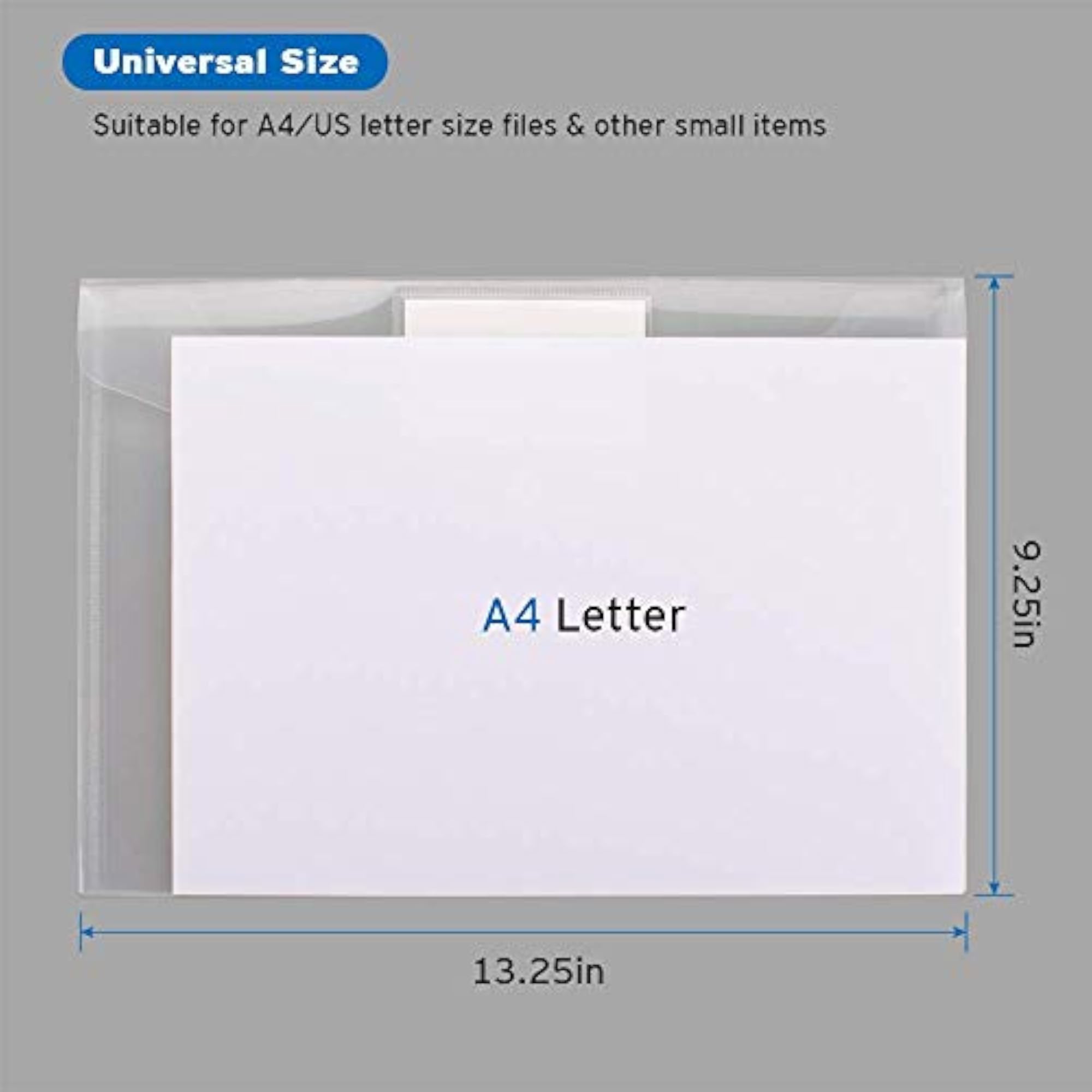 A4 Document File Bag Transparent Envelope Holder, Pack of 10