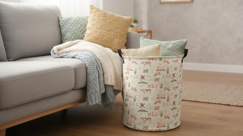 Image of CLOCOR Large Laundry Basket,Waterproof Nursery Hamper,Collapsible Fabric Storage Container,Room Decor,Gift Basket（Farm
