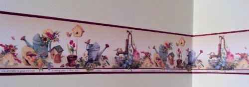 Plants Flowers Gardening Country Wallpaper Border - Red Hrb3993 #TOP6