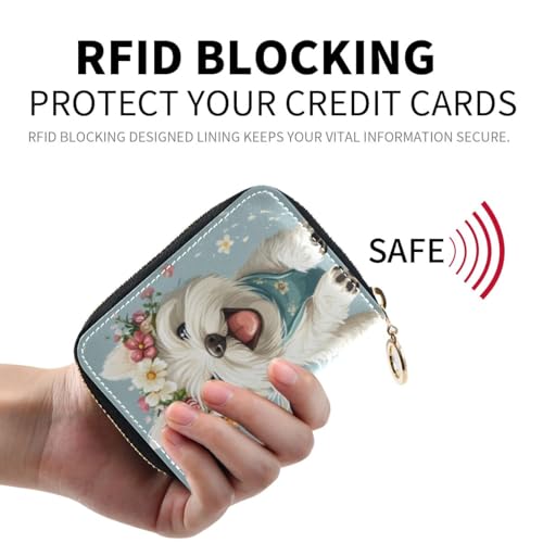 Credit Card Holder West Highland White Terrier Dog Running Small PU Leather Zipper Card Case Wallet for Women2