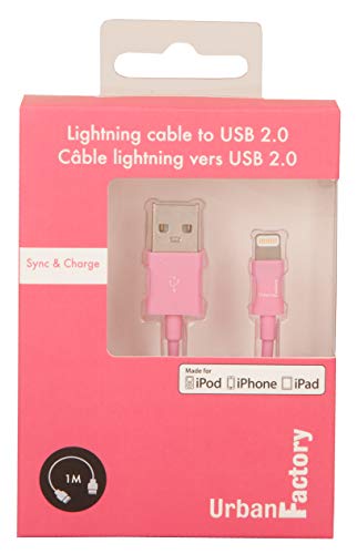 Urban Factory CID32UF USB naar Lightning-kabel, MFI gecertificeerd - 1m - Roze (Retail Verpakt)