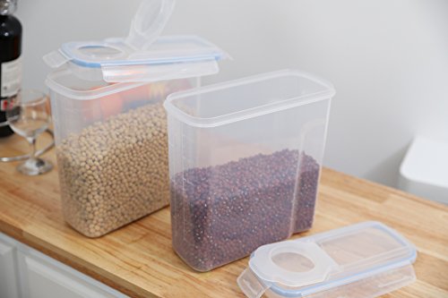 Image of Basicwise Small BPA-Free Plastic Food Cereal Containers with Airtight Spout Lid, Set of 2, Clear