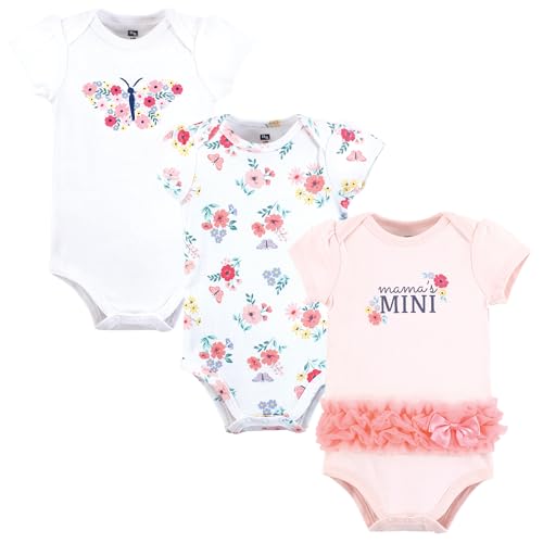 Hudson Baby Infant Girls Cotton Bodysuits 3-Pack