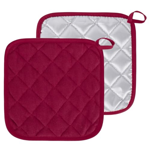 Lot de 2 maniques en coton pour casseroles, four, cuisine, résistants à la chaleur, lavables, grand format