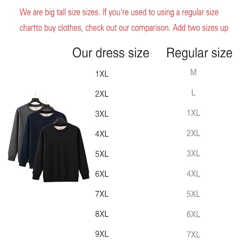 Men's Big and Tall Sherpa Sweatshirts Fleece Pullover Plus Size Tops Crewneck Xl-9Xl Winter Jumper4