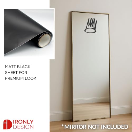 Image of Sticker for Glass & Mirrors | Minimal Vinyl Decal for Bedroom Bathroom & Cafe | Self-Adhesive Quote Aesthetic Mirror Sticker | No Mirror Included (Crown, Small, Matt Black)