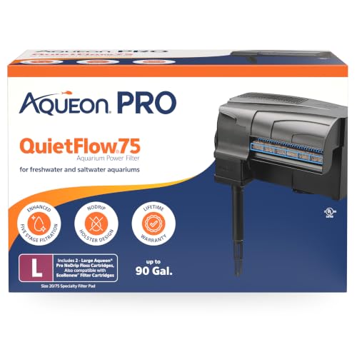 Aqueon QuietFlow 75 LED PRO Aquarium Fish Tank Power Filter, 90 Gal