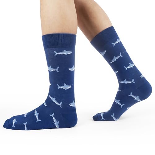 Men's Colorful Patterned Cotton Crew Socks - 6 Pack by WeciBor