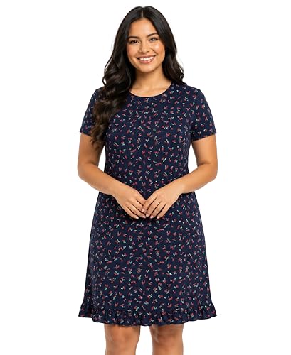 Image of Real Basics Women's Cotton Printed Knee Length Nightdress