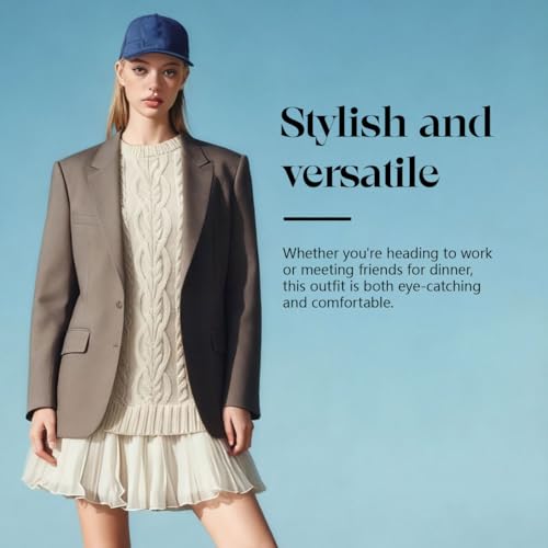 Women Crewneck Cable Knit Sweater Mini Dress, Sweater Dress with Skirt, Cable Knit Sweater Mini Dress, for Women4