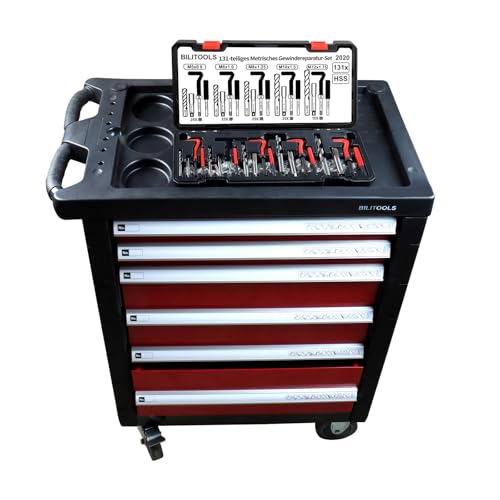 BILITOOLS 131tlg Gewindereparatursatz Helicoil Gewinde Reparatur Werkzeug Set M5 M6 M8 M10 M12