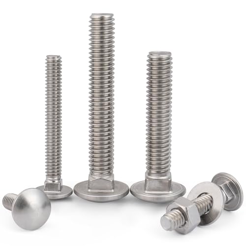 Image of VGBUY 1 /4-20 x 1-1 /2 inch Carriage Bolts Screws 24 Sets, 304 Stainless Steel 18-8, Round Head Square Neck, Carriage Bolts and Nuts Kit, with Flat Washers