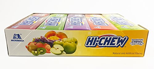 Hi-Chew Sticks Chewy Fruit Candies Variety Pack (Strawberry, Green Apple, Grape, Mango, Kiwi) 10-Pack