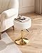 LITZFUR Adjustable Vanity Stool with Storage, 360° Swivel Gold Chair, Faux Fur Small Round Ottoman Footrest for Bathroom, Makeup Room, White