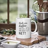 Keramik Kaffeetasse mit Spruch – 330ml, Weiß – Spülmaschinenfest & Mikrowellengeeignet – Lustige Geschenkidee für Büro & Zuhause