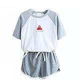 Trainingsanzug Woman Dünner Tailliert Lässige Top Und Short Rundhals Leichtes Trainingsanzug Women Kurzärmelige Bedrucktes Crop Hausanzug Sommer Plissierte Grau