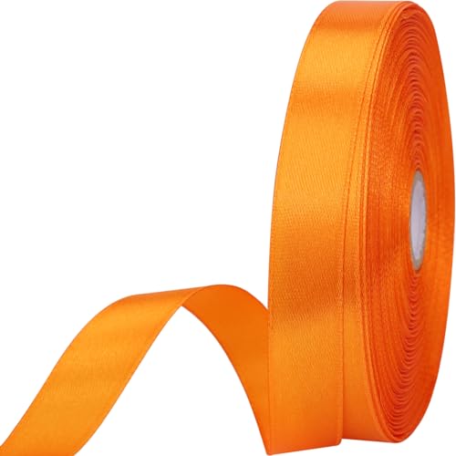 5/8 inches 50 Yard Orange Satin Ribbon for Gift Wrapping Wedding Crafts Christmas Easter Floral Hair Invitation Decorations and More