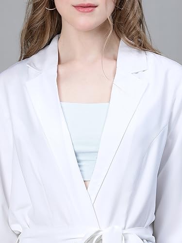 Image of oxolloxo Women Soild Open V-Neck Belted Long Sleeve Blazer Jacket