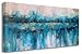 Canvas Wall Art Abstract Large Size Modern Blue Grey Themes Cityscape Textured Painting One Panel Framed 40"x20" Artwork Prints Ready to Hang for Living Room Bedroom Home Office Decor