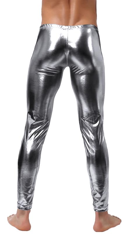 Men's Metallic Shiny Wet Look Leggings Pants3