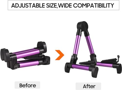 Image of Softline Pro Guitar Stand for Home, Folding Instrument for Acoustic, Electric, Classical Guitars, Violin, Ukulele & Bass, Portable and Lightweight, Easy to fold (SP24-A, Purple)