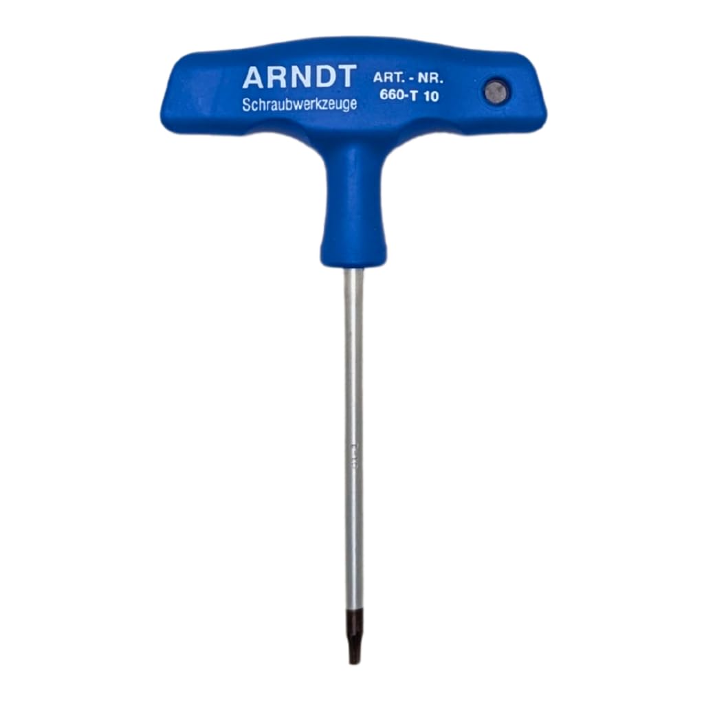 ARNDT Germany Torx T10 T-Handle Screwdriver | Chrome Vanadium Steel Shaft | Ergonomic Grip T Bar Handle Star Hex | Holding Function | Professional Star Screwdriver for Repair & DIY