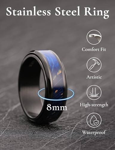 Image of King Will 316L Stainless Steel Spinner Ring for Men Women- 8mm Width Fidget Ring with Dragon /Celtic Knot Pattern, Stress Anxiety Relief Comfort Fit Wedding Band
