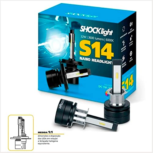 Par de Lâmpadas Automotivas Headlight S14 Nano N1 6000K 12V 32W 3600LM Shocklight - SLL-140001
