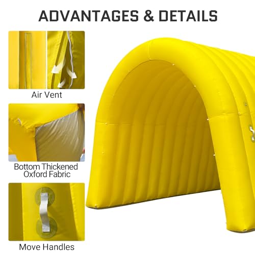 Image of OZIS 16FT Inflatable Tunnel Sports Entrance with Installed Blower Inflatable Tunnel Tent for Business Advertising Event Exhibition Promotion,Street,Shop,Supermarket,School(Yellow, 16x10x10Ft)
