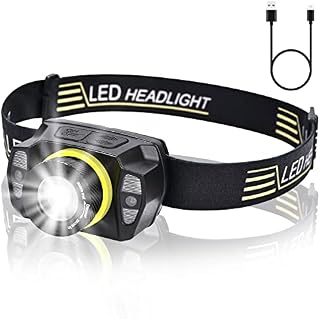 Head Torch Rechargeable, LED Headlamp 500LM IPX5 Waterproof Adjustable Focus, Wear on The Head ,Helmet or Cap, Used for Workshop, Walk The Dog, Cycling, Running, Camping, Fishing