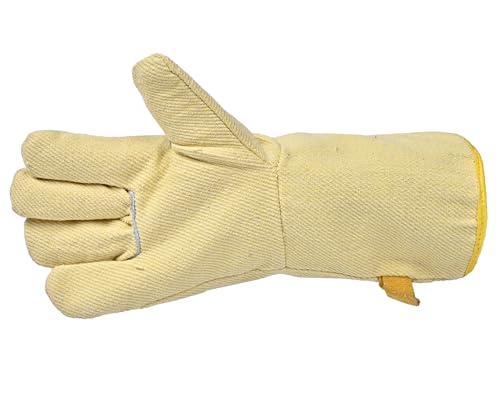 Image of Full Kevlar Aramid Heat Resistant Gloves up to 200C, Heavy Duty Long Cuff Safety Gloves for Furnace, Foundry, Welding & Industrial Work, Pack of 1 Pair
