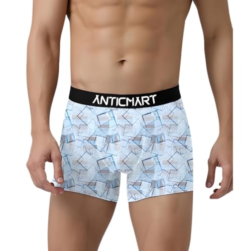 Image of Men's Extra Thin Elastic Ice Silk Underwear - Long, Comfortable, Breathable Boxer Brief Trunks (Pack of 3)