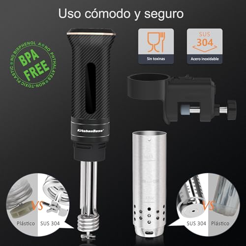 Miniatura 2 de Kitchenboss Sous Vide Roner, 1100w Roner Cocina Baja Temperatura: G300t Ipx7 Impermeable, Circulador De Inmersión Termal, Ajuste De Temperatura, Máquina De Cocción Al Vacío Con 20 Recetas Integradas