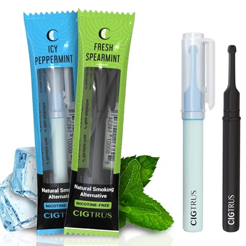 Cigtrus Natural Nicotine-Free & Tobacco-Free Smoking Alternative, Non-Electric Craving Relief, Quit Smoking Aid with Cigtrus (Peppermint & Spearmint) - Pack of 2