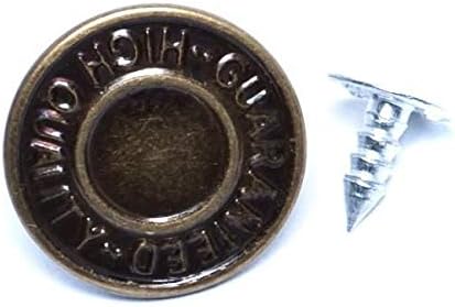GoldStar Tool Jean Button Rivets - 17mm, Leather Craft Rivets with Text Design, Fabric Buttons | Mixed Media Craft Accessories (Gold, 1000)