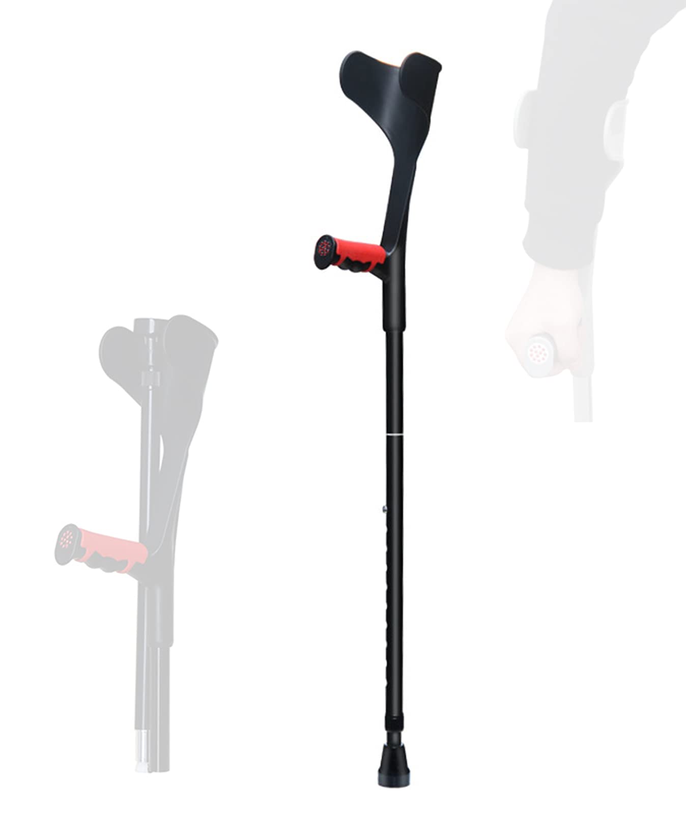 Muletas de antebrazo ajustables con puño abierto, muletas de codo plegables portátiles para adultos, hombres, mujeres, bastones de aleación de aluminio, rodamiento de 220 libras, azul/rosa/n