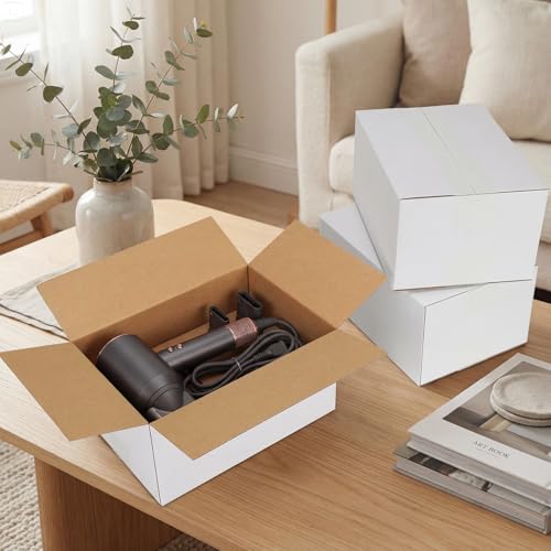 Image of HORLIMER 10x7x5 Shipping Boxes Set of 30, White Corrugated Cardboard Mailer Box for Packing Small Business