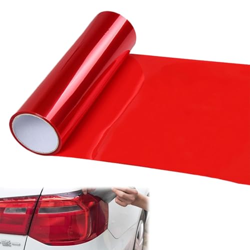 DAAIZIII 120x30cm Scheinwerfer Folie, Rote Transparente Wasserdichte Autofolie, Tönungsfolie für Auto, Scheinwerfer, Rückleuchten, PVC-Material, Rot, Einfarbig, 1 Stück