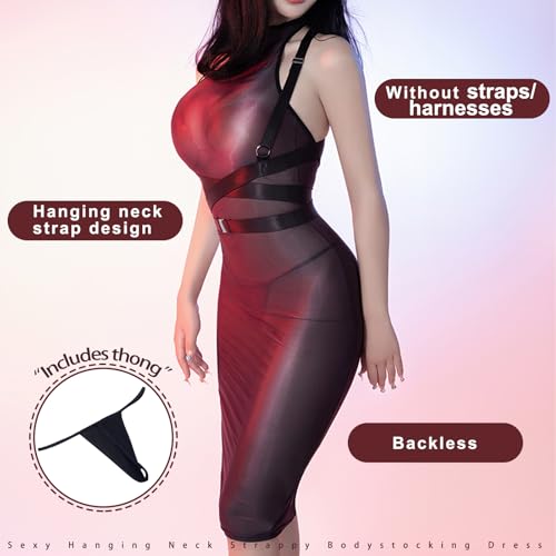 Robe sexy sans manches dos nu avec sangle de cou réglable - 4