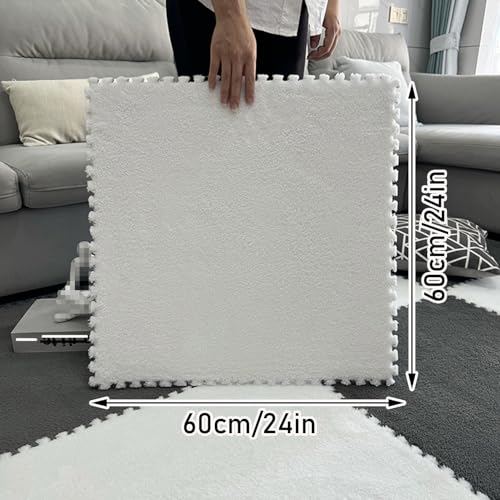 Tappetino Puzzle Quadrato, Morbido Peluche, Piastrelle in Schiuma Puzzle - 4 Pezzi, Tappetino da Gioco Quadrato ad Incastro da 24x24 Pollici, Tappeto per Bambini, Comodo Tappeto per Camera d