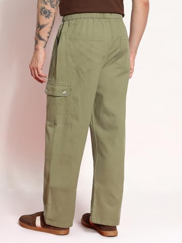 Image of Urbano Fashion Men's Loose Baggy Fit Cargo Jogger Chino Pant with 6 Pockets Stretchable