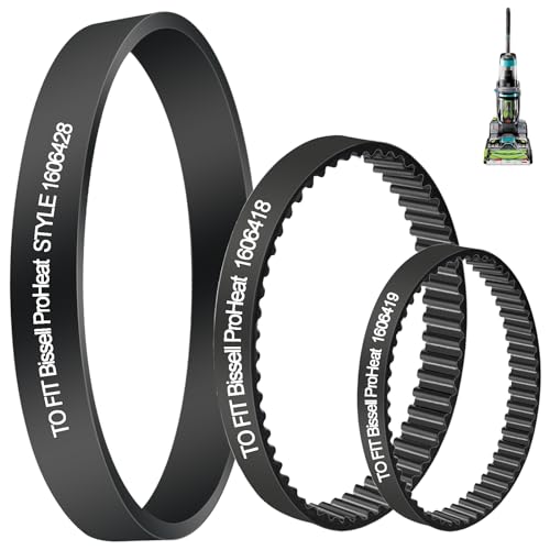 3 Pack Vacuum Belts Replacement for Bissell ProHeat 2X Revolution Pet Carpet Cleaner, Vacuum Cleaner Belts Replace Parts 1606418, 1606419, 1606428, Fit Models: 1548, 1550, 1551, 1551W Series