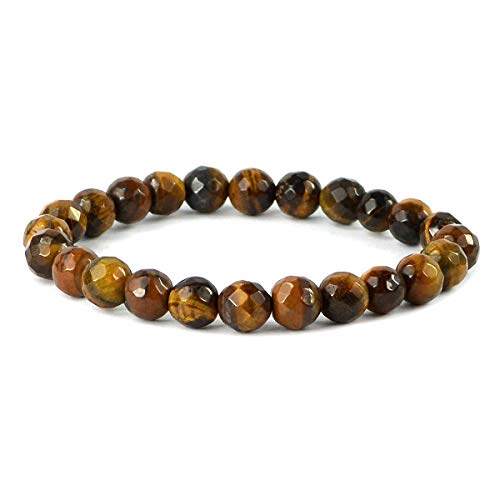 Image of Reiki Crystal Products Natural Crystal Stone 8 mm Faceted Diamond Cut Beads Bracelet for Men & Women | Reiki Charged Gemstone Bracelet | Multiple Stone Variants Available