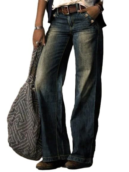 Straight Leg Jeans,Urban Fashion Denim Jeans for Women Relaxed fit Fashion Bottoms Vintage Trendy Pants