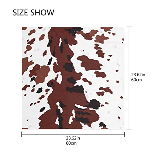 OTVEE Brown Animal Cow Print Bandana, 23.6 inch Satin Square Scarf Headband Kerchief for Women2