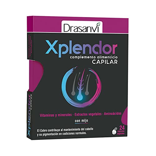 Drasanvi Xplendor - Extractos Vegetales + Vitaminas + Minerales - Fortalece La Fibra Capilar - 24 Cápsulas Vegetales