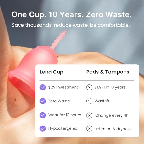 Lena Sensitive Menstrual Cup - Size Large - Ultra-Soft Reusable Silicone Period Cup for Sensitive Anatomy, 12-Hour Comfort, Gentle & Leak-Free Protection (LENA-COR-L)