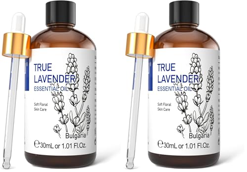 Image of HIQILI Lavender Essential Oil for Diffusers, Aromatherapy, Natural Relaxation, Stress Relief & Sleep Aid, Therapeutic Grade 1 Fl Oz (Pack of 2)