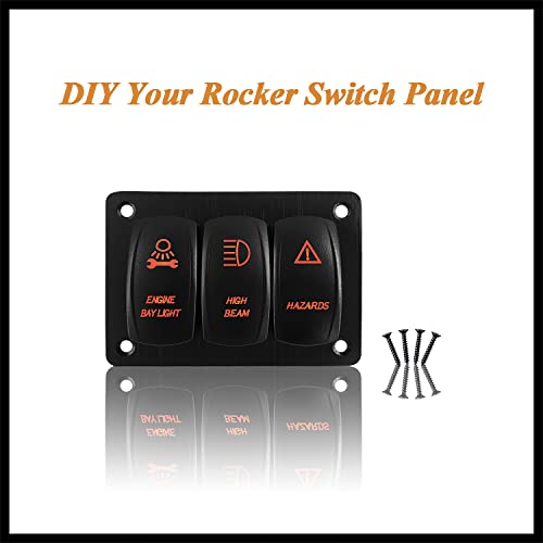 Image of 3 Way Rocker Switch Panel with Bracket Amber Backlit Multifunction UTV Switch Panel for Car Boat Marine RZR Polaris Ranger RV Motorcycle IP66